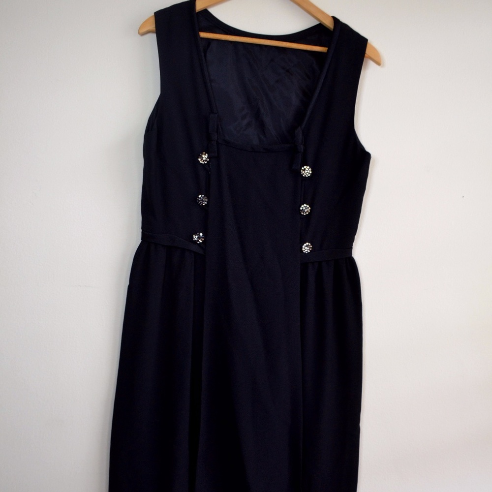 Black Baby Doll Double Breasted Evening Dress